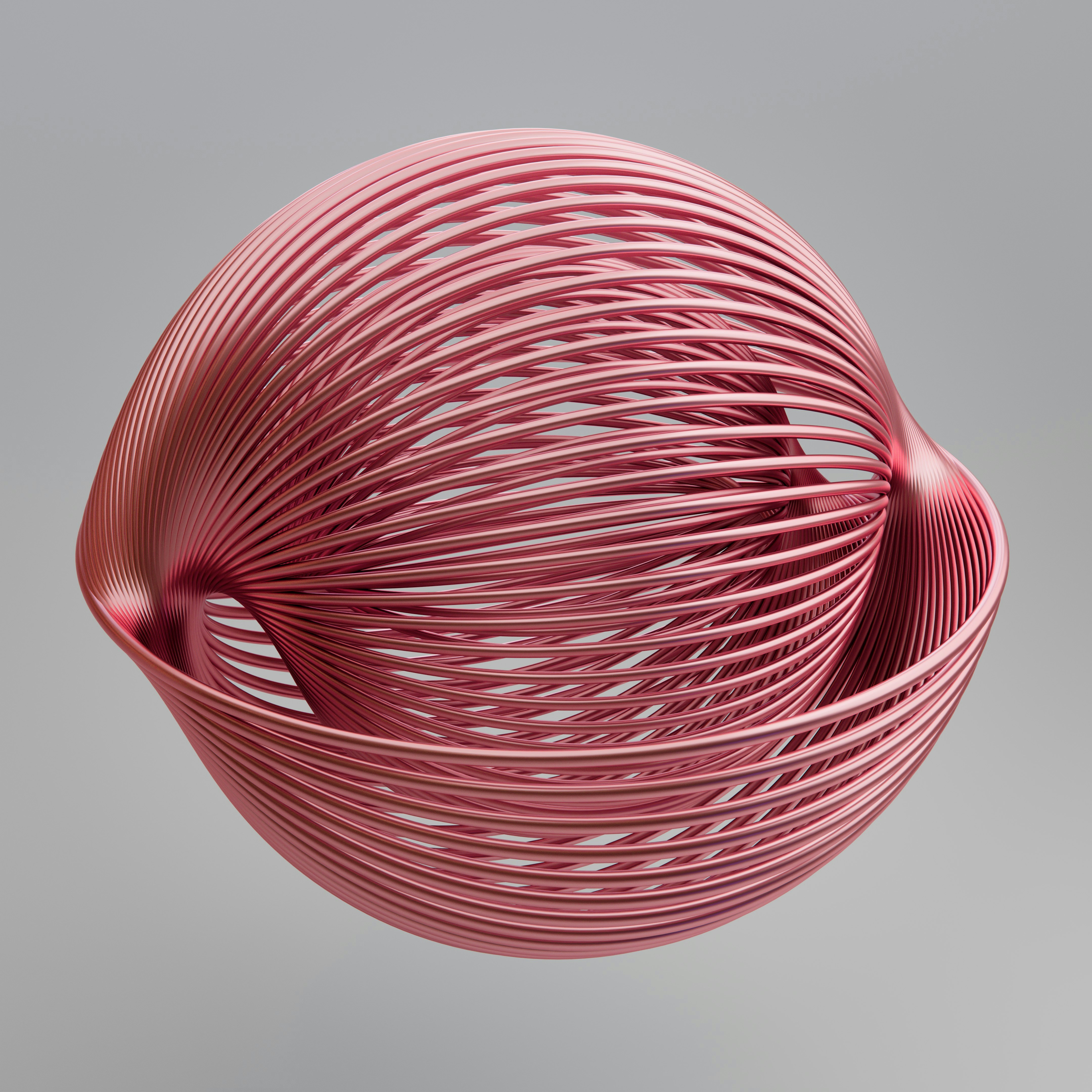 Abstract metallic sphere with curved lines