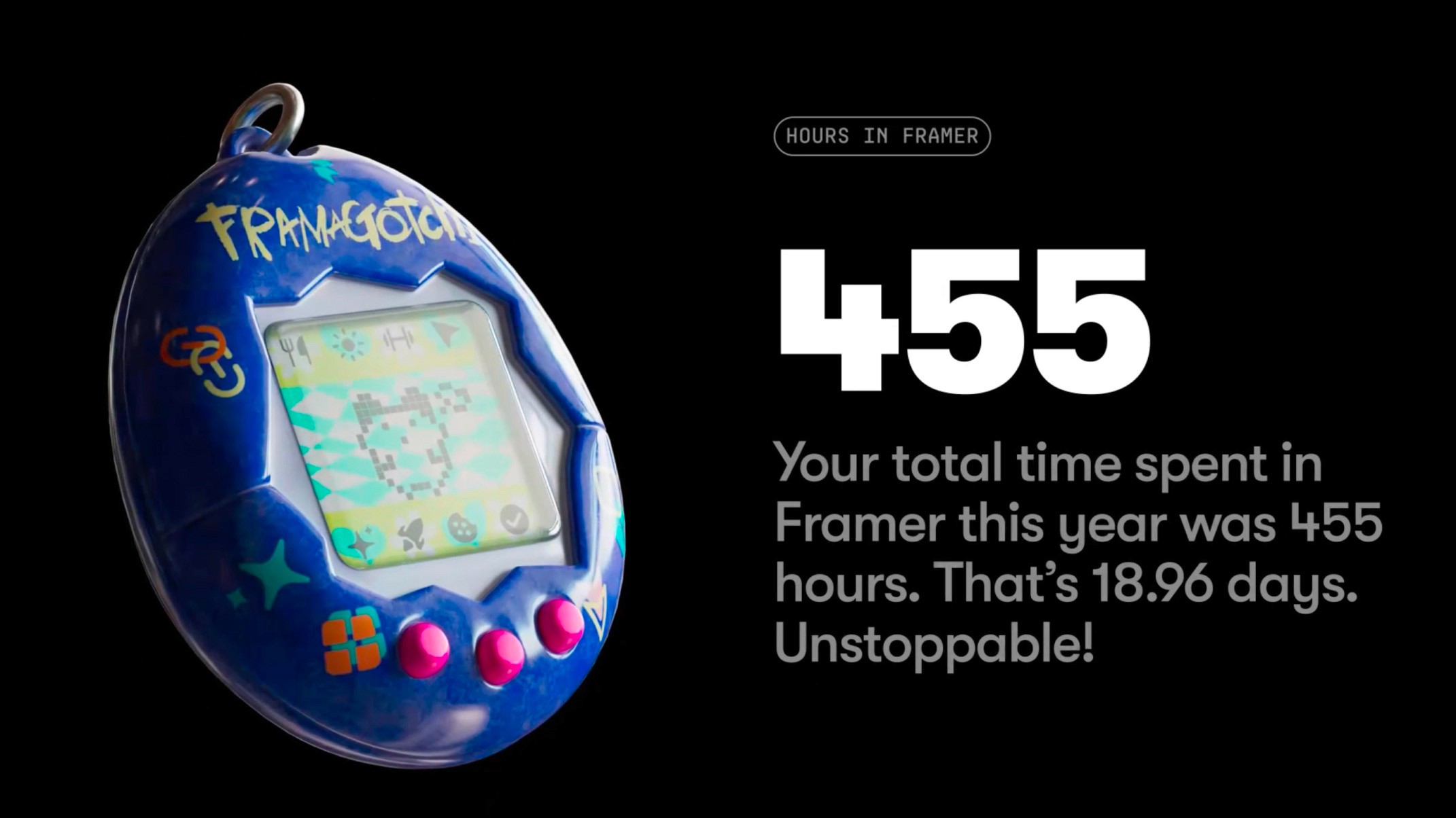 Groovio printscreen z Framer shournu o výsledcích Groovio tvorby webů na paltformě Framer počet hodin ve Framer