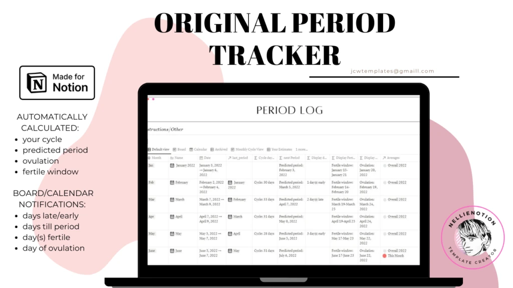 Free Notion Templates Menstrual Tracker