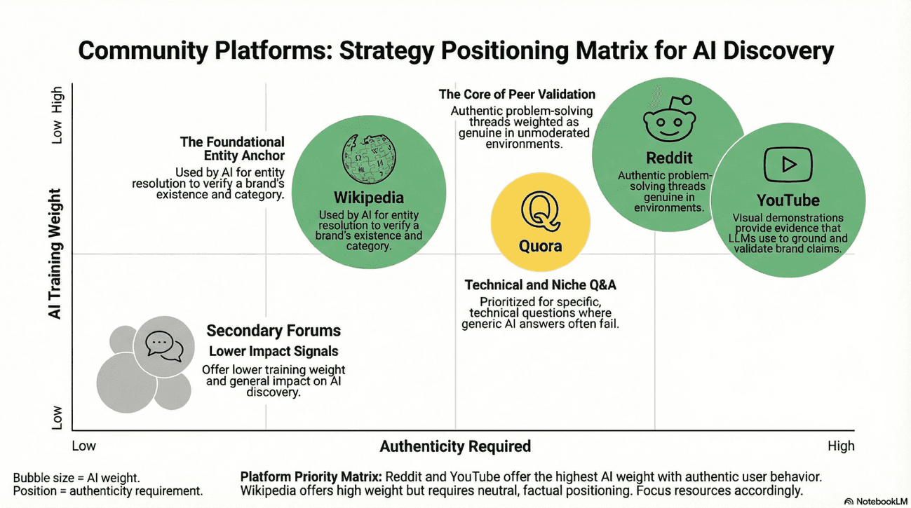Community platforms: Strategy Positioning Matrix of AI Discovery