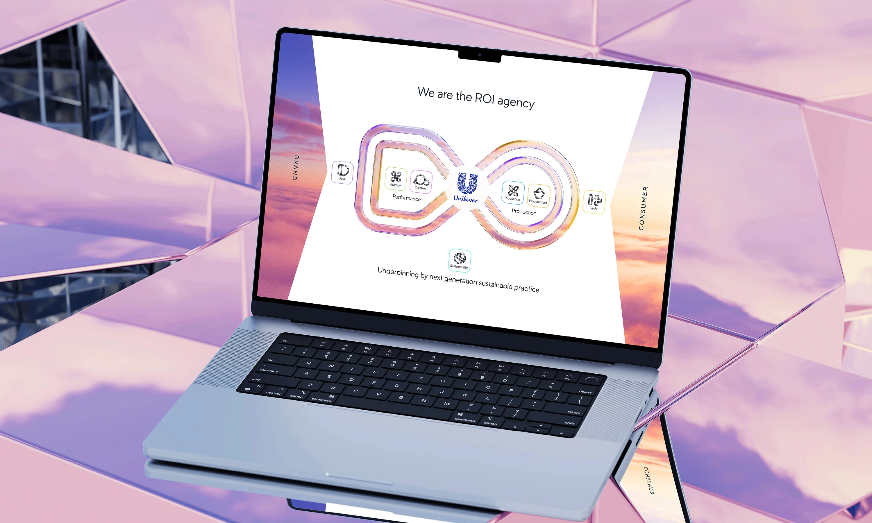 Powerpoint slide overview of Indicia Worldwide services identity design