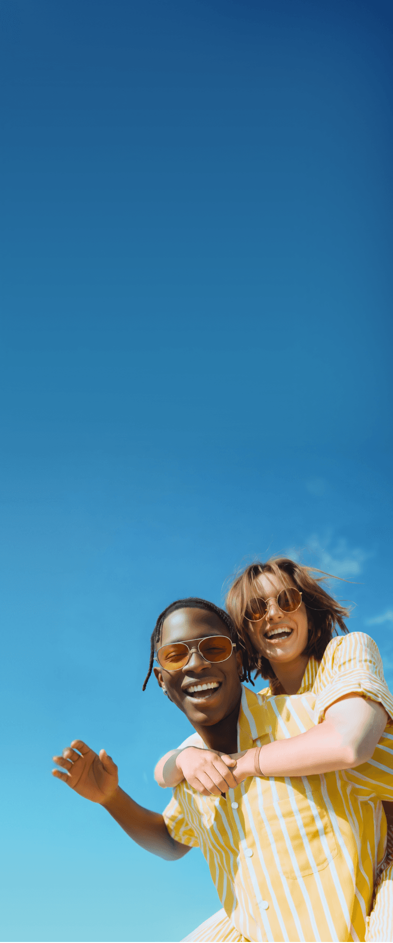 Two fans laughing together outdoors, representing FanBase's AI Copilot for social teams