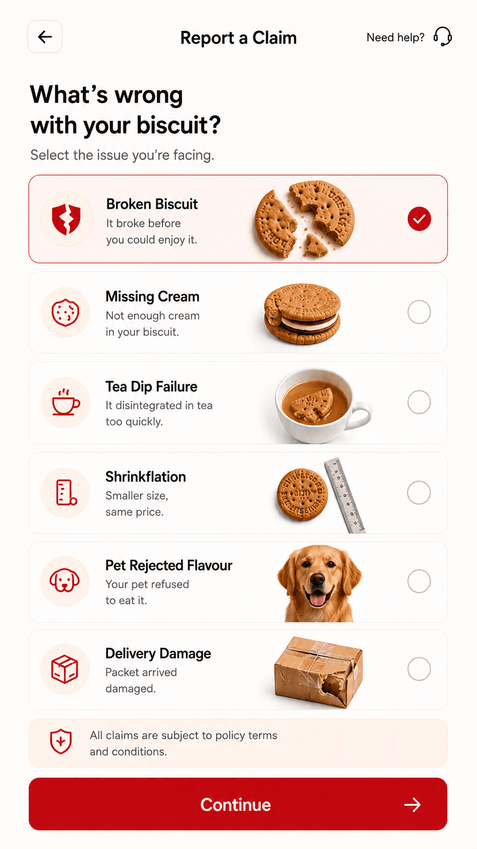 BiSeat claims process screen 1