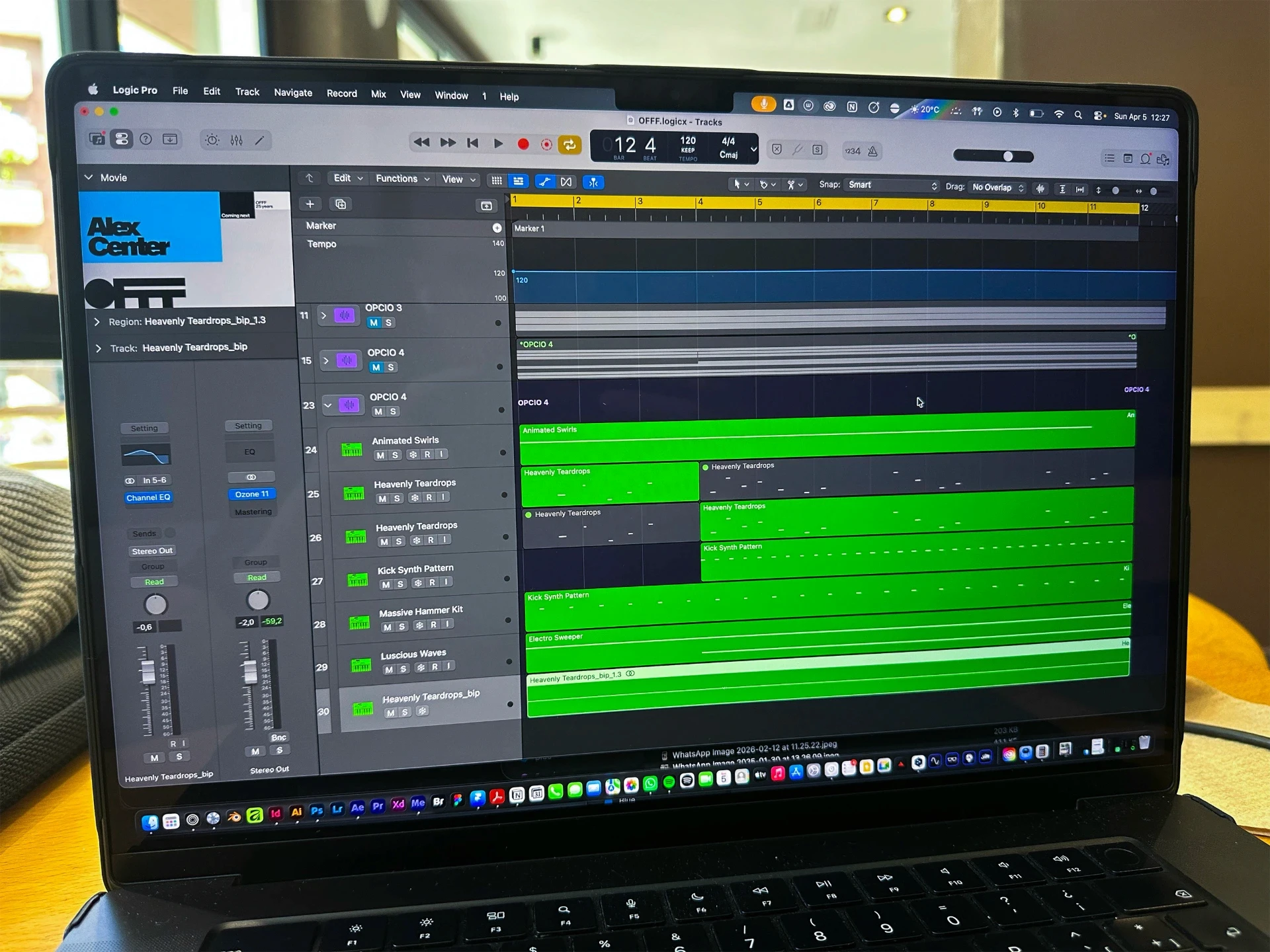 Laptop: Logic Pro & Alex Center logo. A freelance brand identity, logo design Barcelona.
