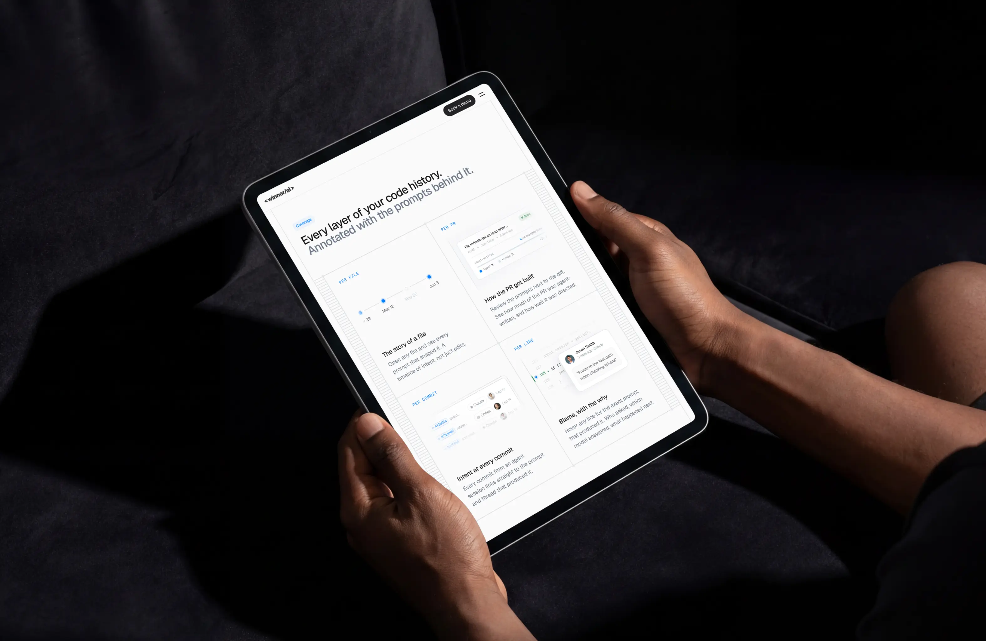 Winner AI developers page tablet — Winner case study by Boldway Studio