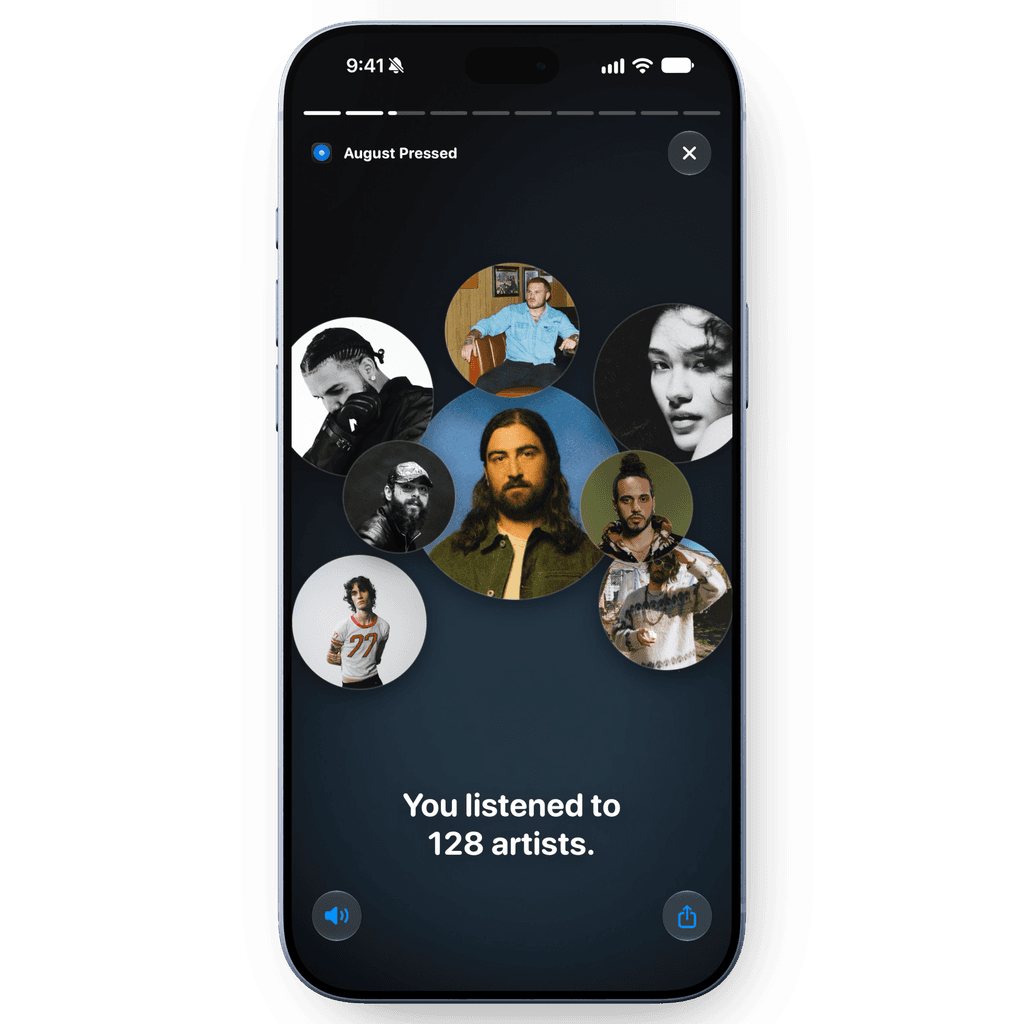 Pressed on iPhone: You listened to 128 artists.