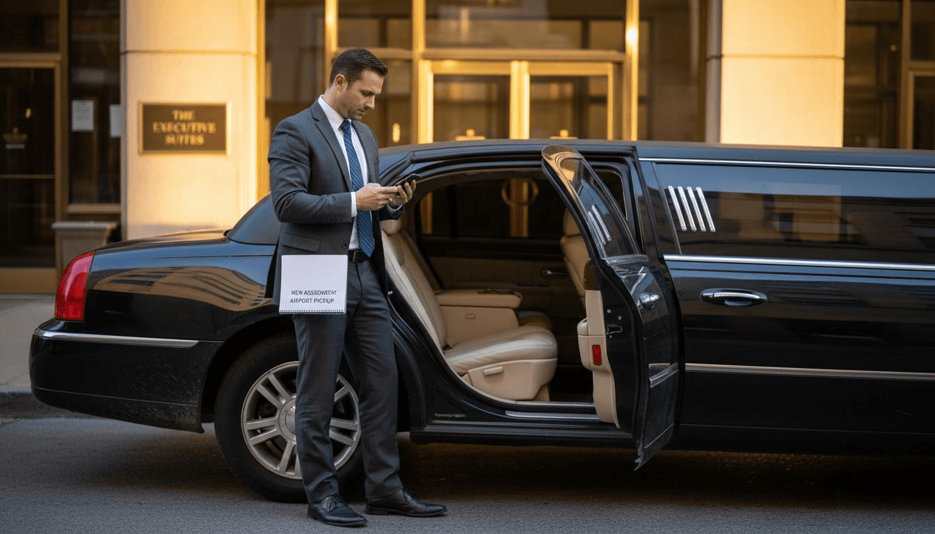 Limo driver receives assignment on smartphone