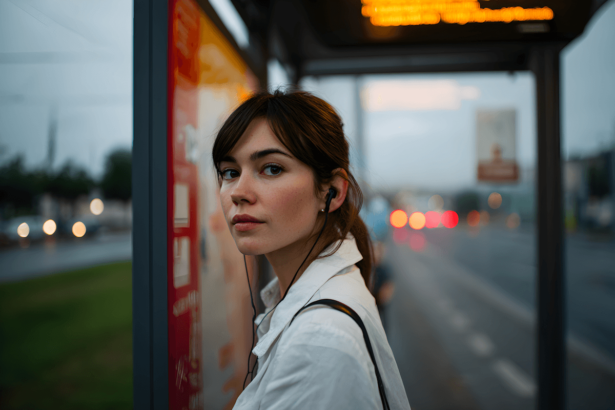 Evening Bus Stop Scene
