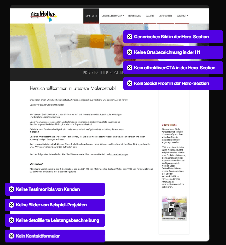 eine website, über die lila anmerkungen gelegt wurden