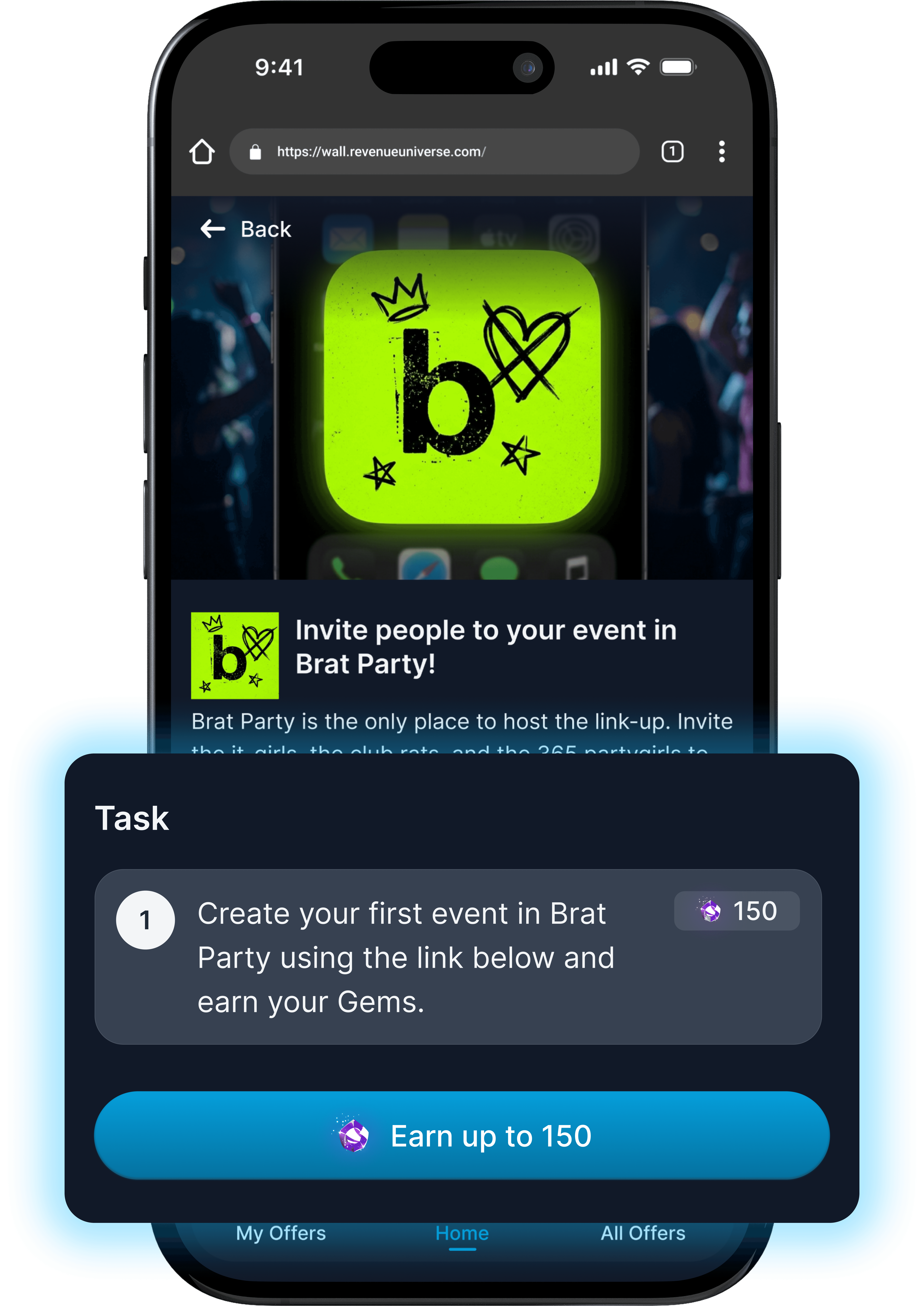Smartphone displaying a Chime offer on a mobile offerwall.