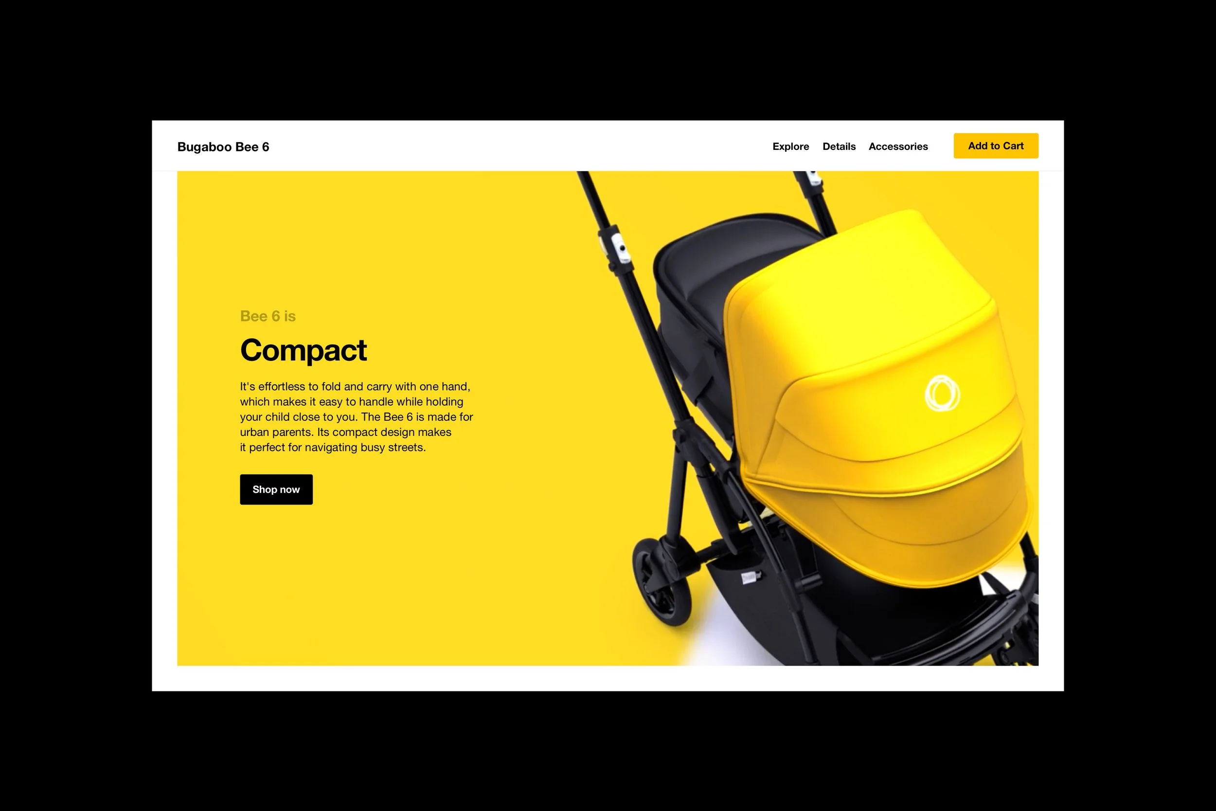 UI components for the Bugaboo Bee 6 launch, an interactive product storytelling experience.
