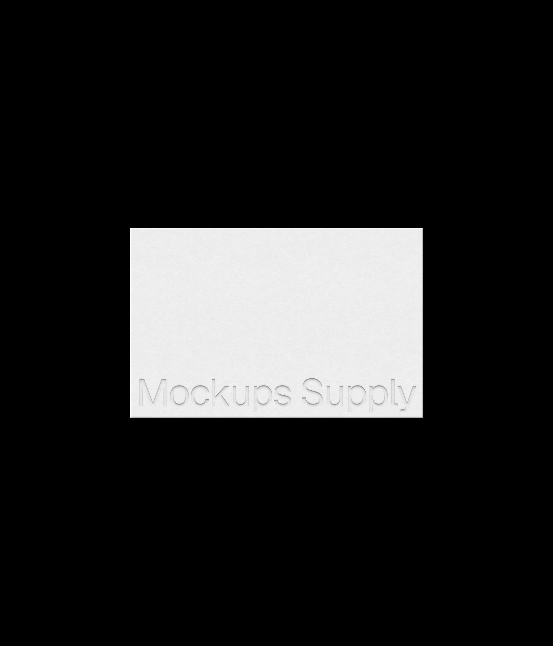 European business card mockup landscape for Photoshop with debossed text effect, white card on black background, minimal branding and stationery presentation