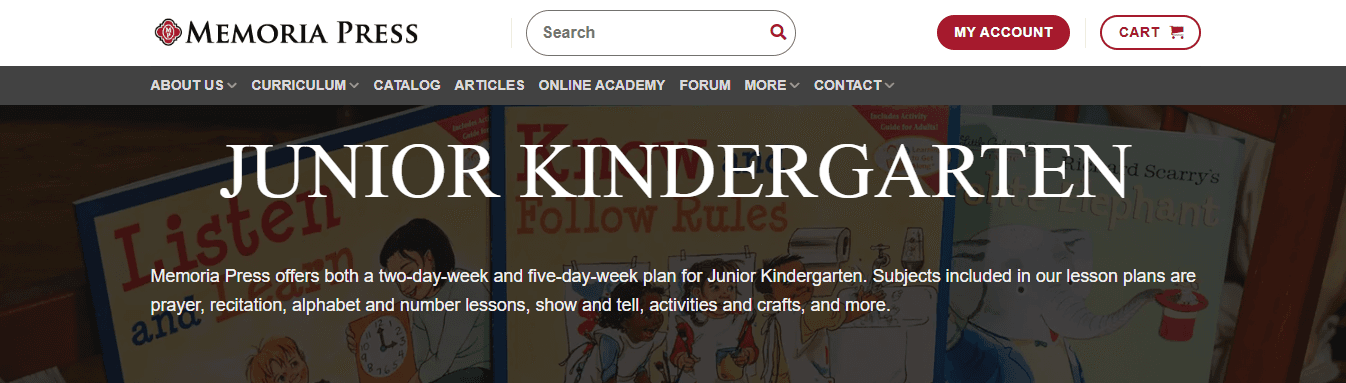 Memoria Press Junior Kindergarten