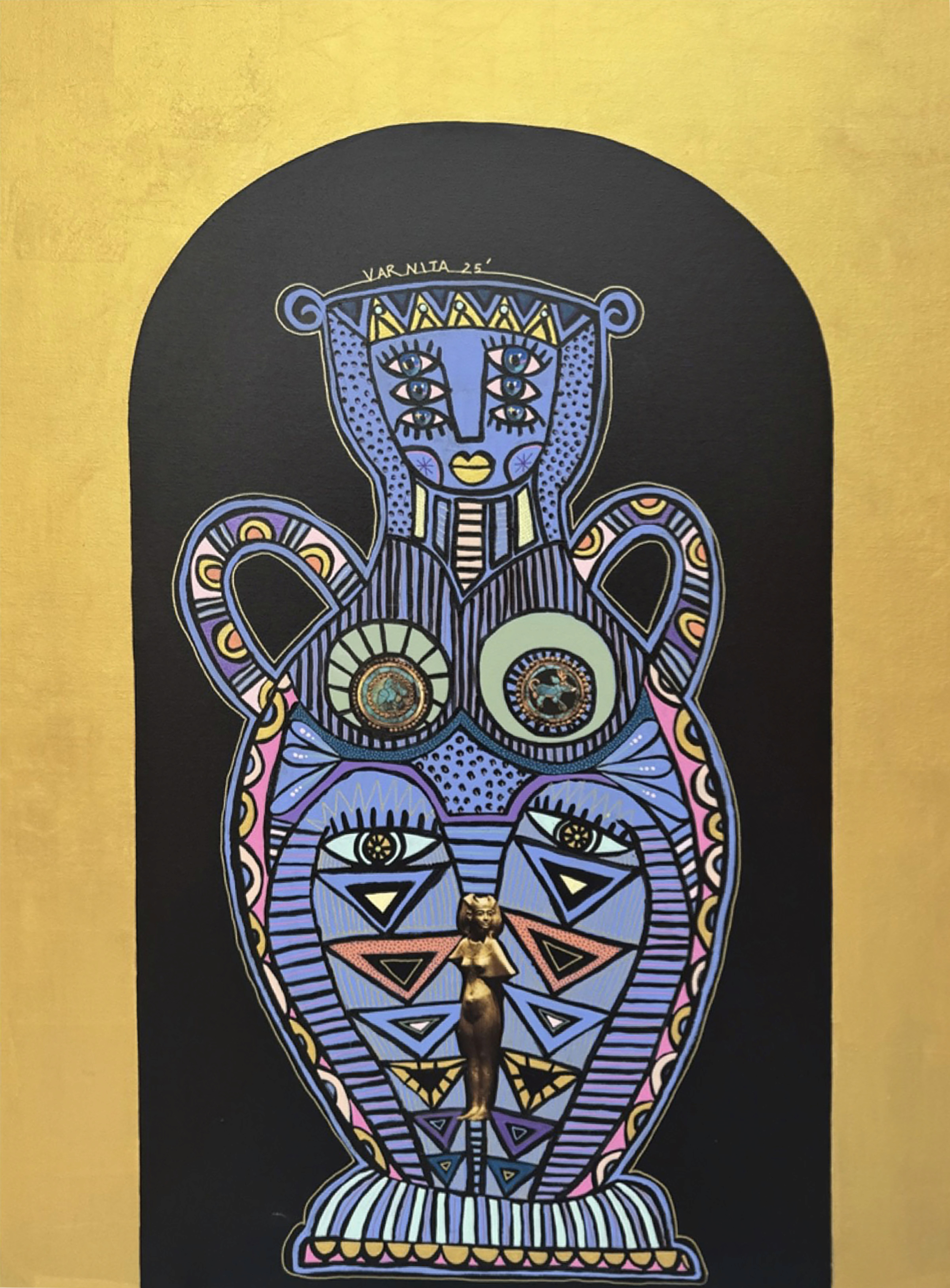 herd of sheep on road painting