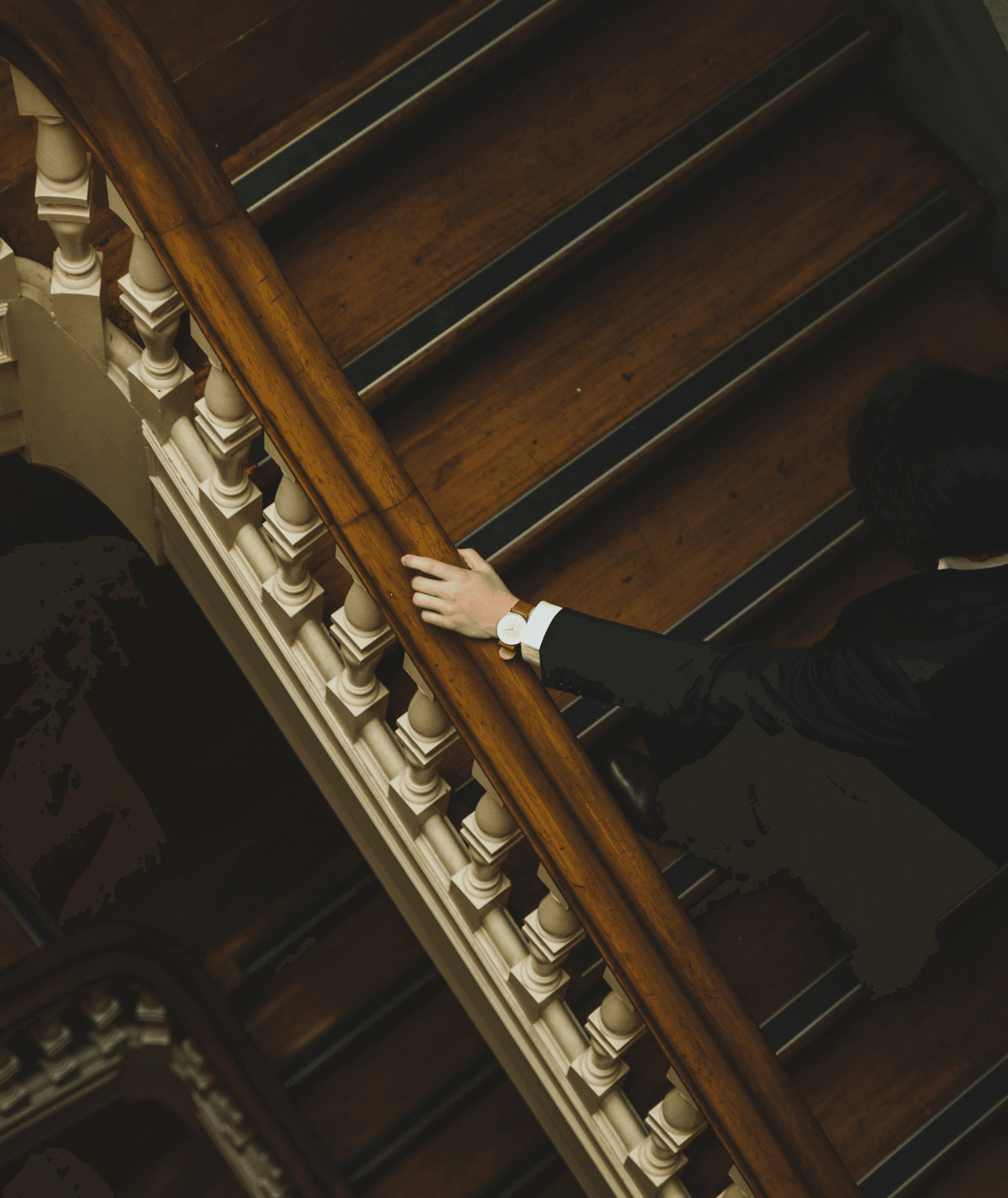 man climbing stairs