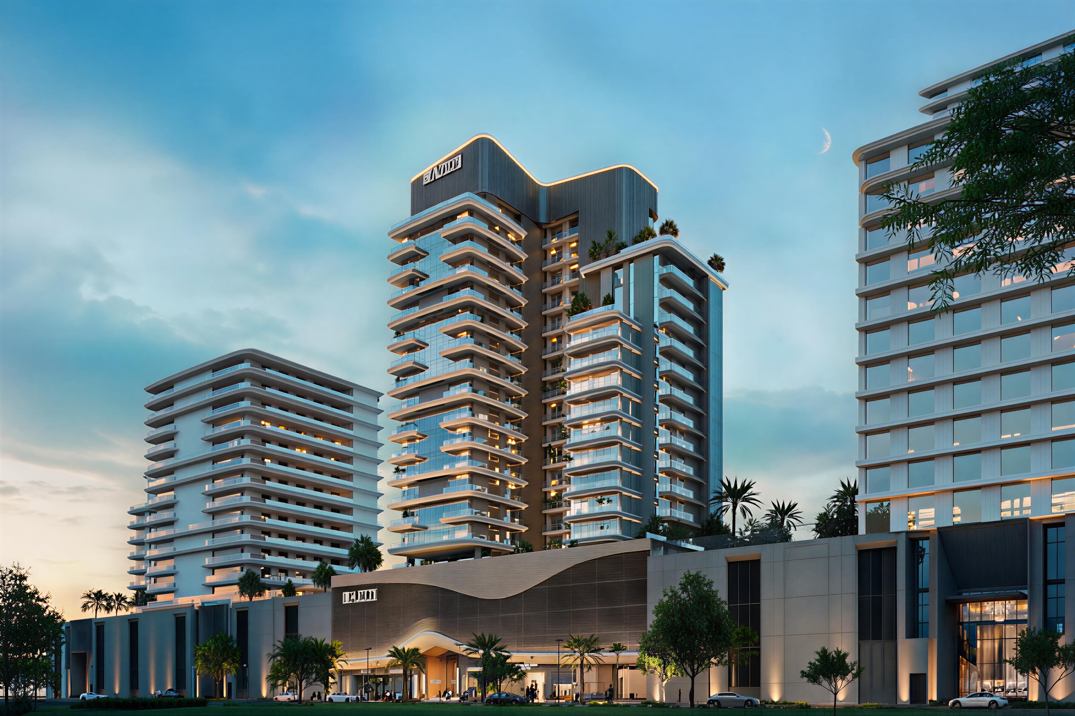 Artist's impression of the new Azizi David tower in the city, showcasing modern architecture and urban design.