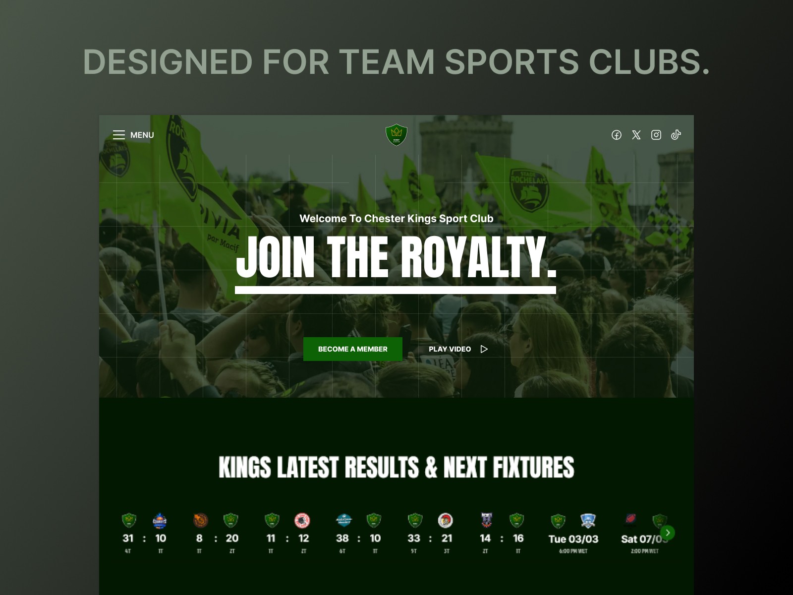 Team Sports Framer Template Homepage preview