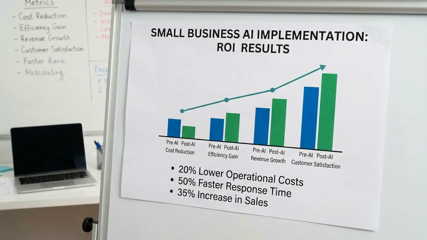 ROI chart showing small business AI implementation results