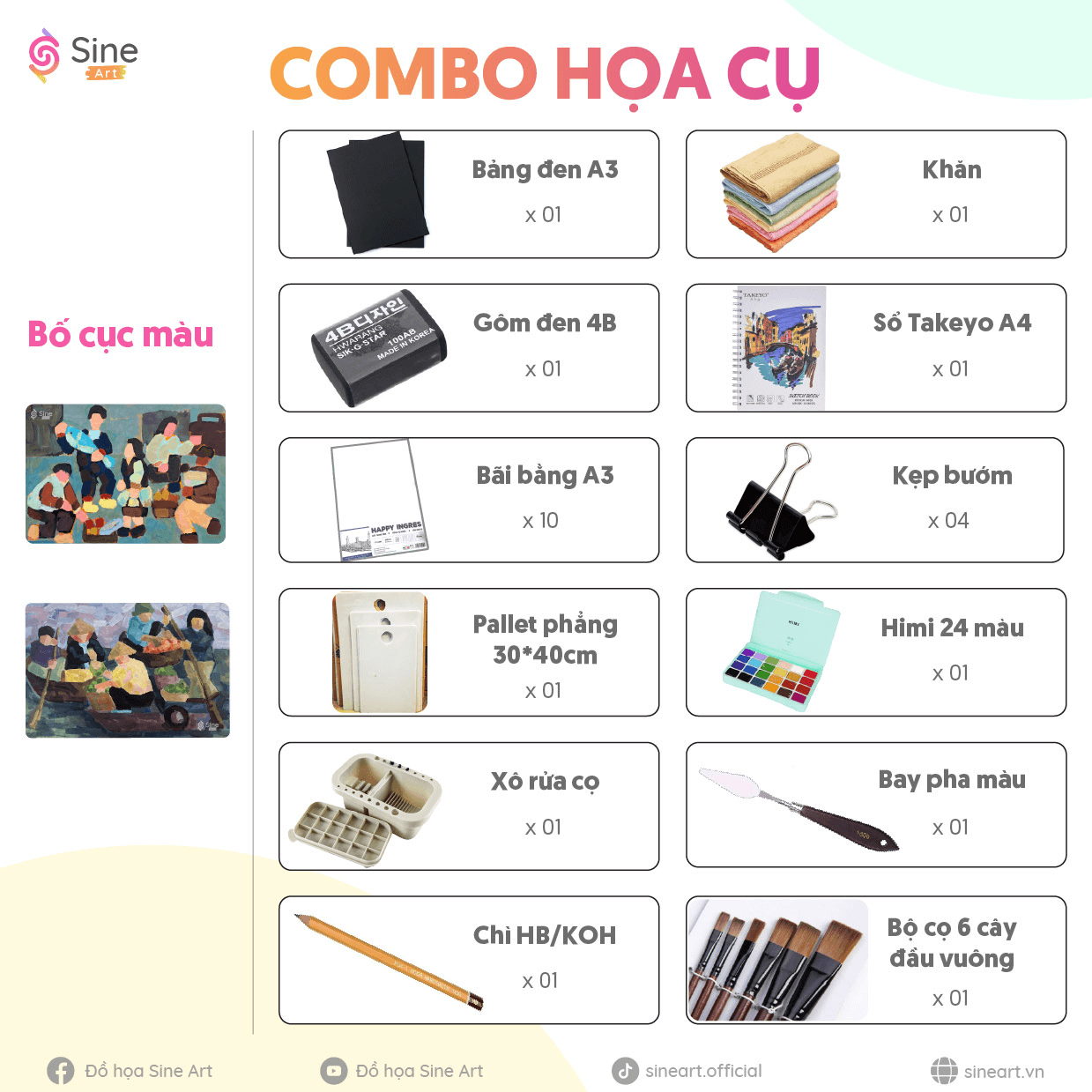 Combo họa cụ cho dân luyện thi vẽ khối V - khối H