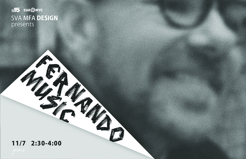 A black and white grained photo of a man wearing glasses. The photo appears to have on its back the text: Fernando Music.