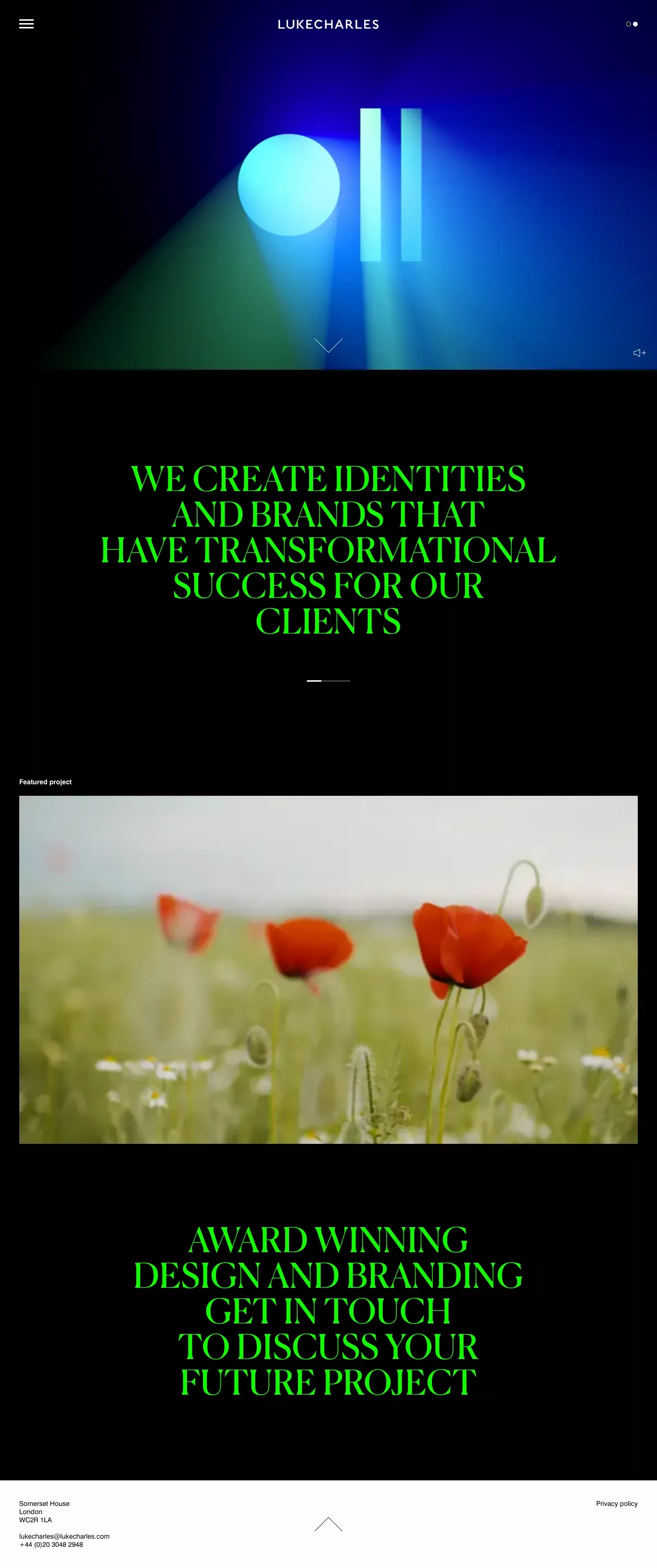 LUKECHARLES portfolio page screenshot showcasing Design and Tech design