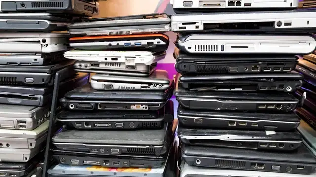 Used laptops collected for IT asset refurbishment, repair, and redeployment