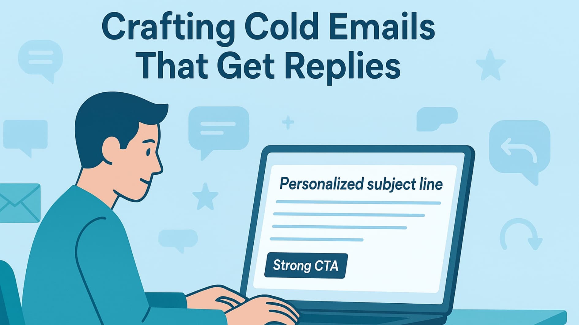 Illustration of crafting cold emails that get replies with personalization and clear CTAs in a high-converting system.
