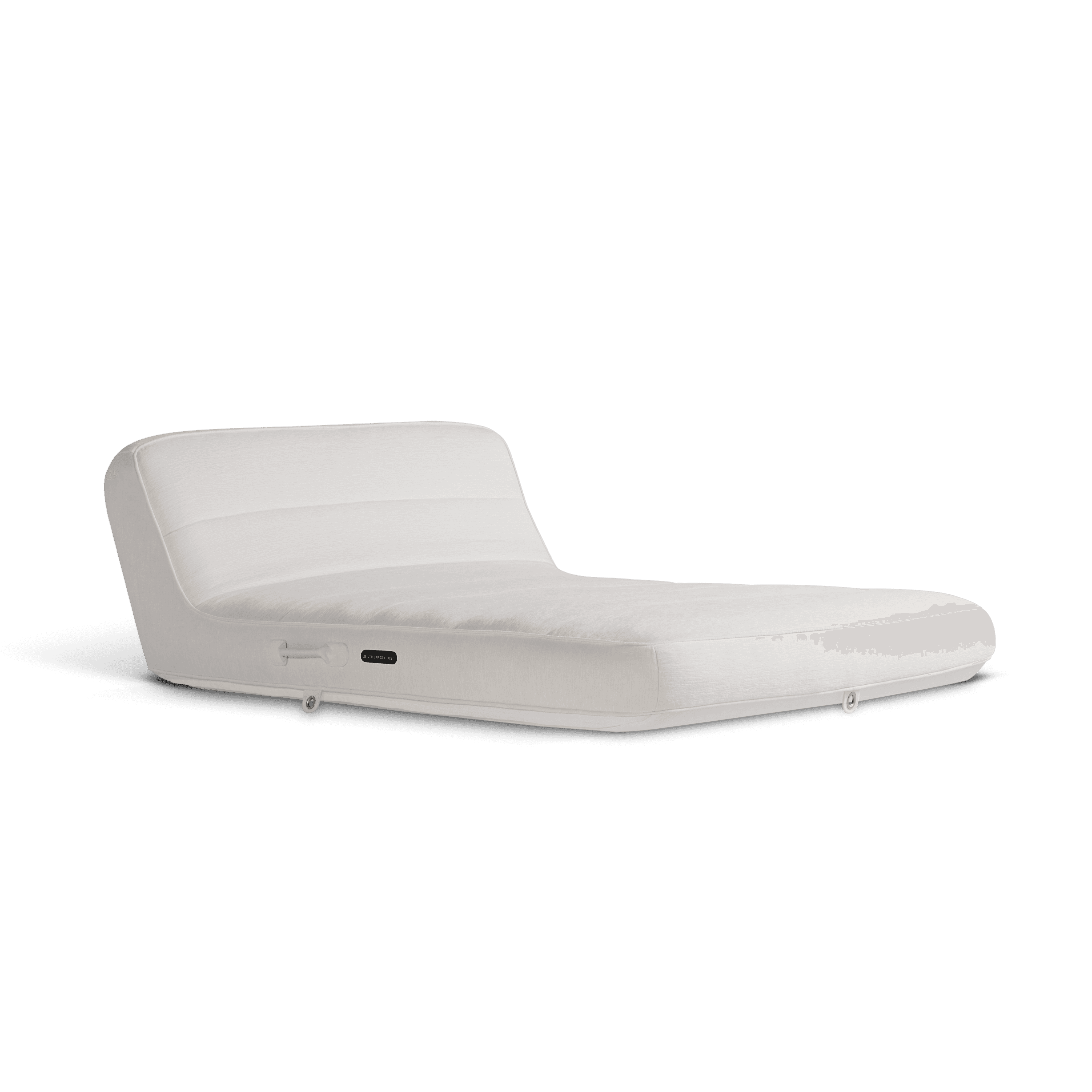 All-white luxury double pool float in plush chenille weave with raised headrest and white base