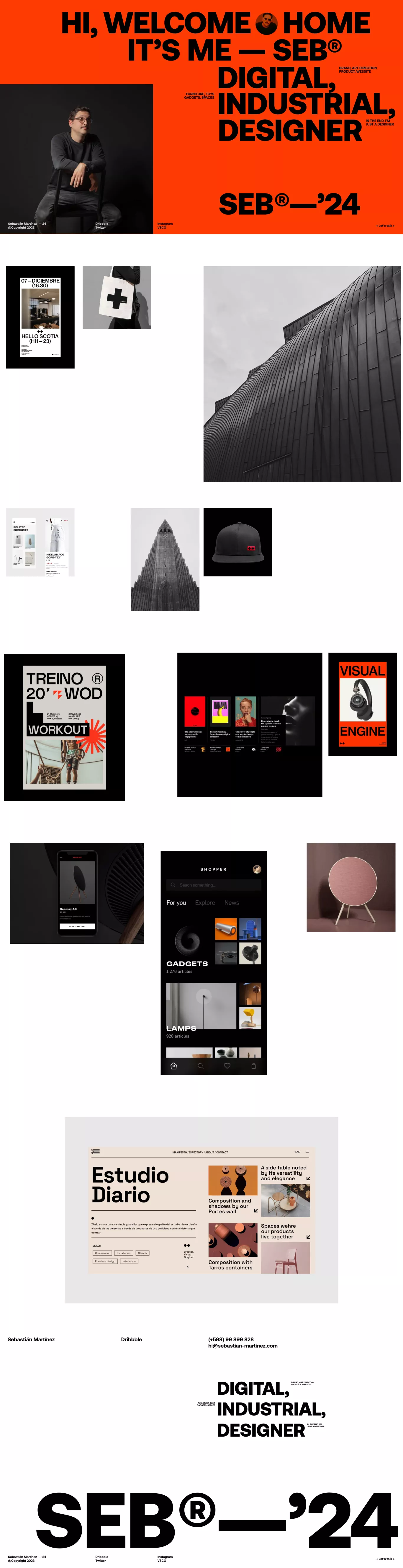 Sebastian Martinez - Designer portfolio page screenshot showcasing Design and Tech design