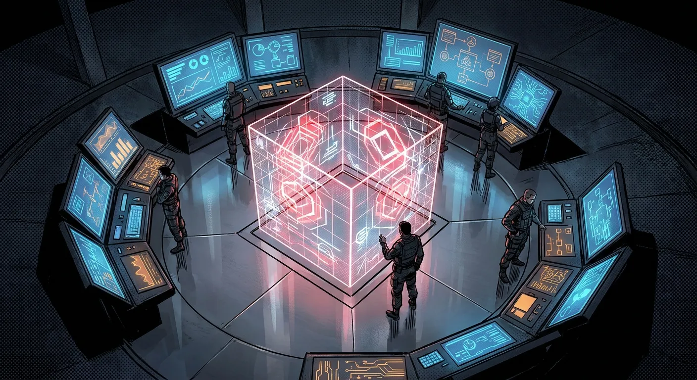 Futuristic control room in action, showcasing RockN' Socials Digital Marketing Agency.
