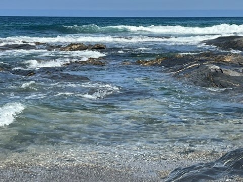 blue sky and white clouds over the sea