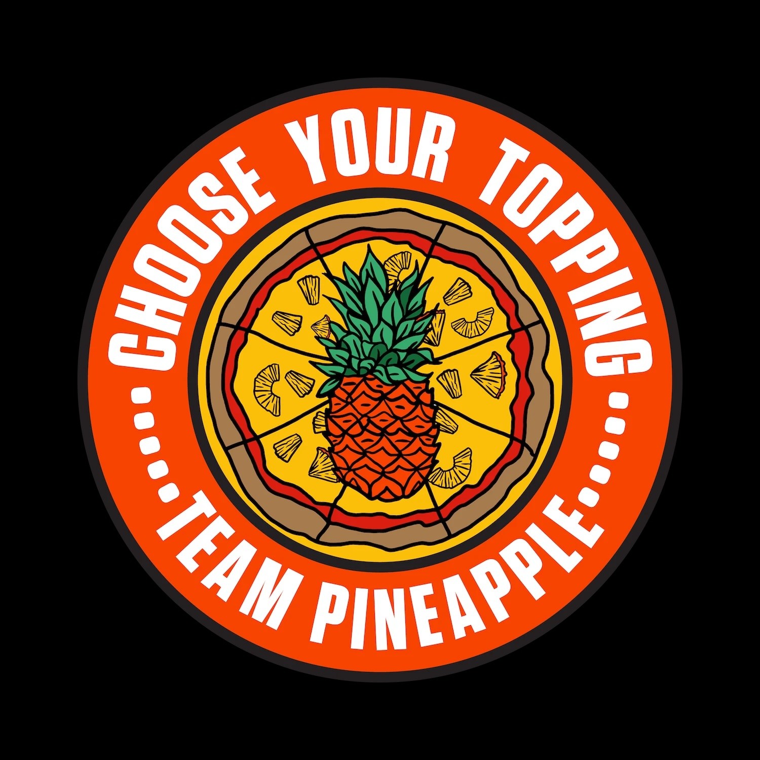 Banza Pizza Swag Design Badge Pineapple