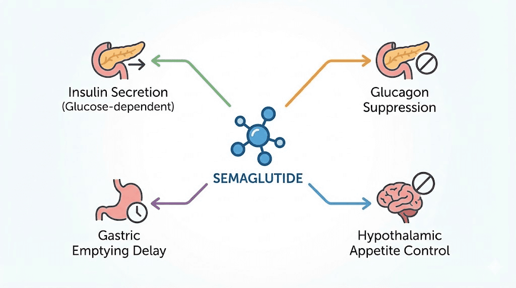 How semaglutide peptide works as a GLP-1 receptor agonist