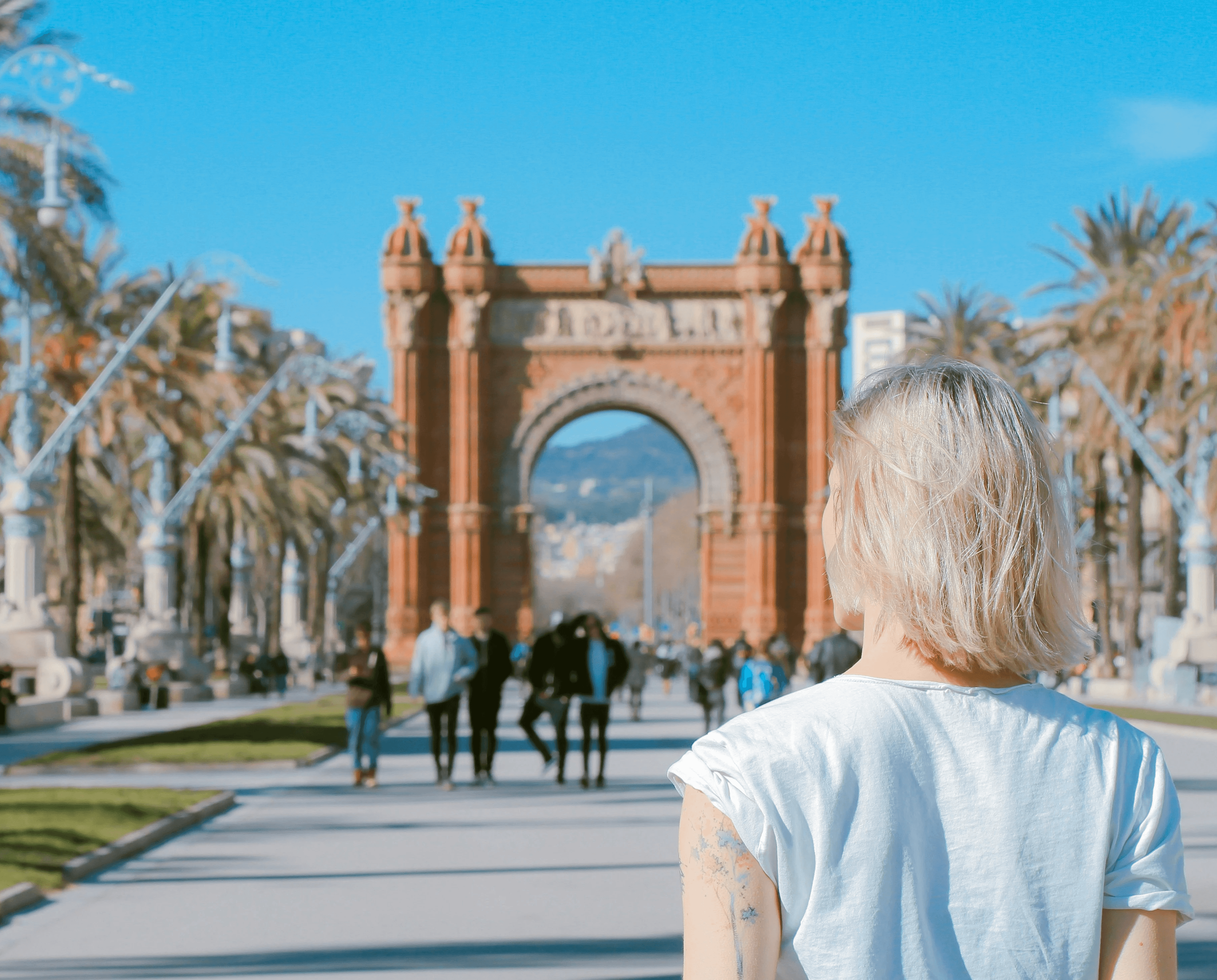 Woman traveling in Barcelona