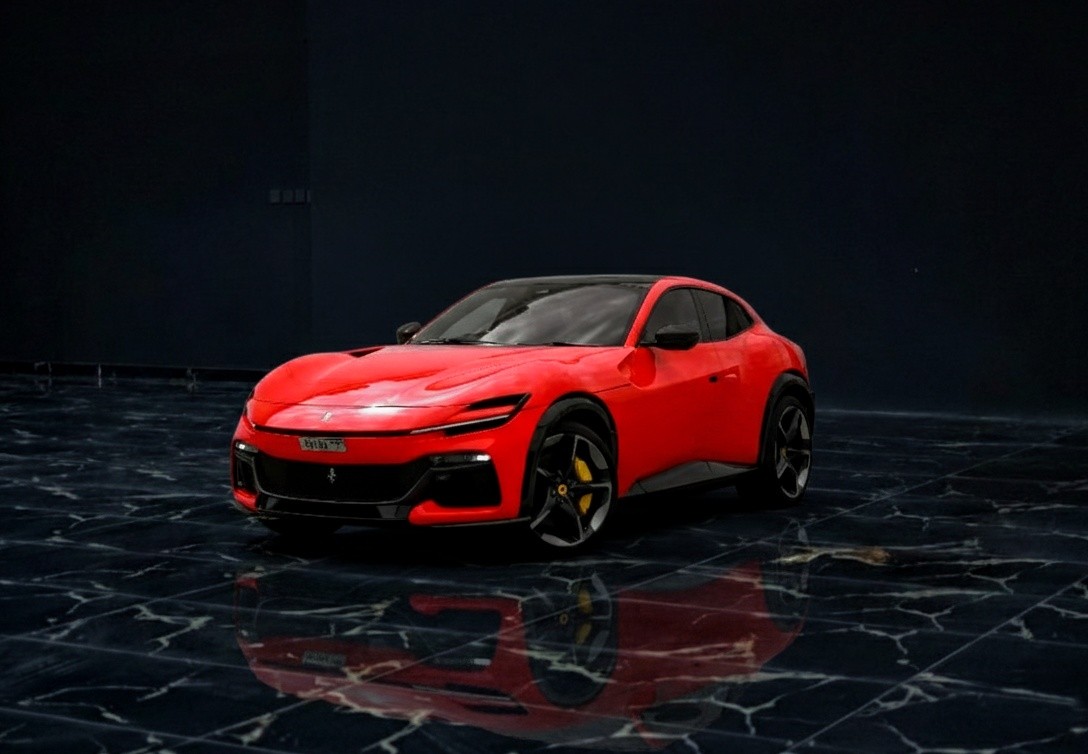 Ferrari Purosangue 2025 red luxury SUV front view in Dubai