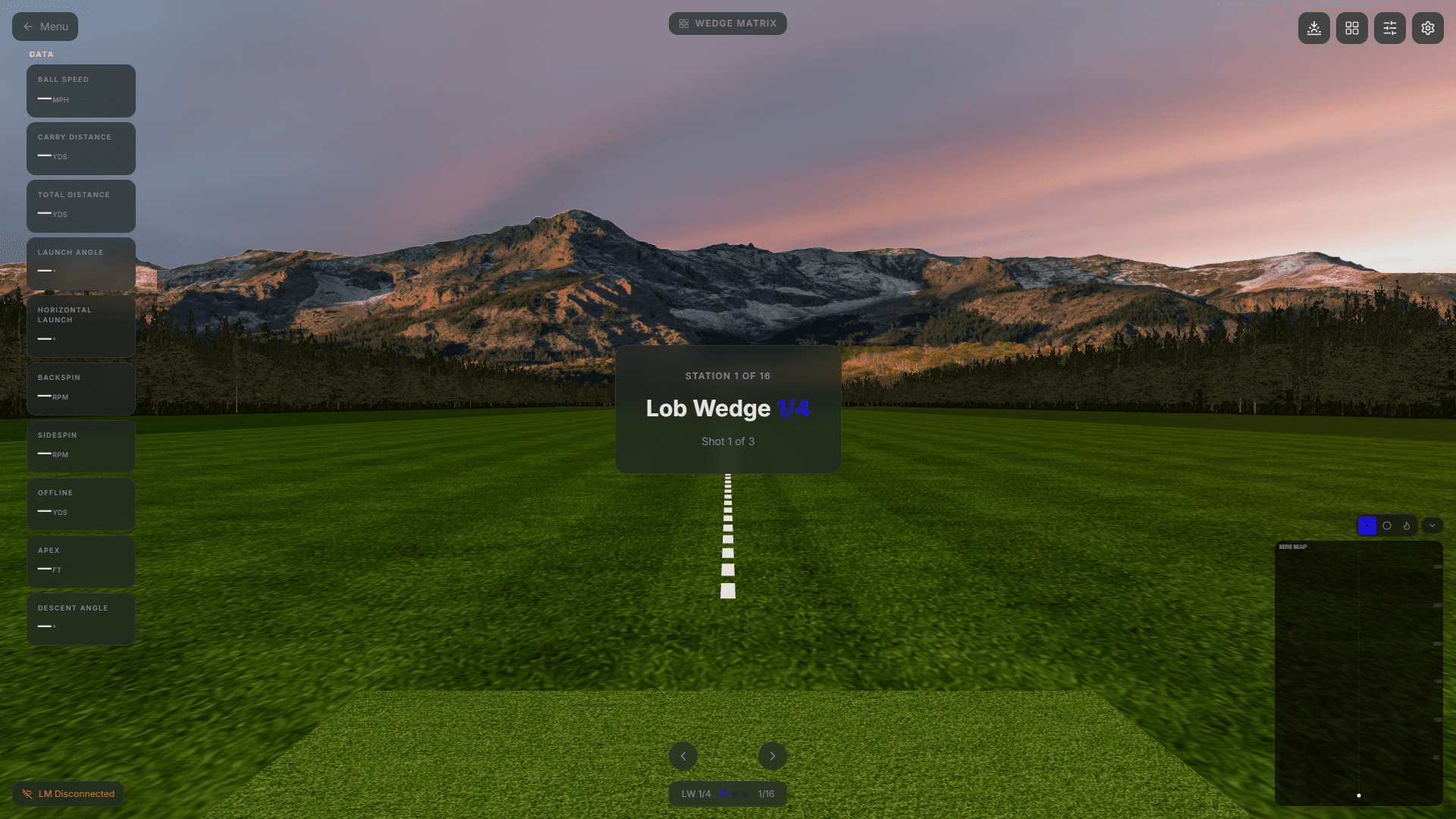 golf wedge distance mapping tool in ShotForge for tracking partial and full swing yardages