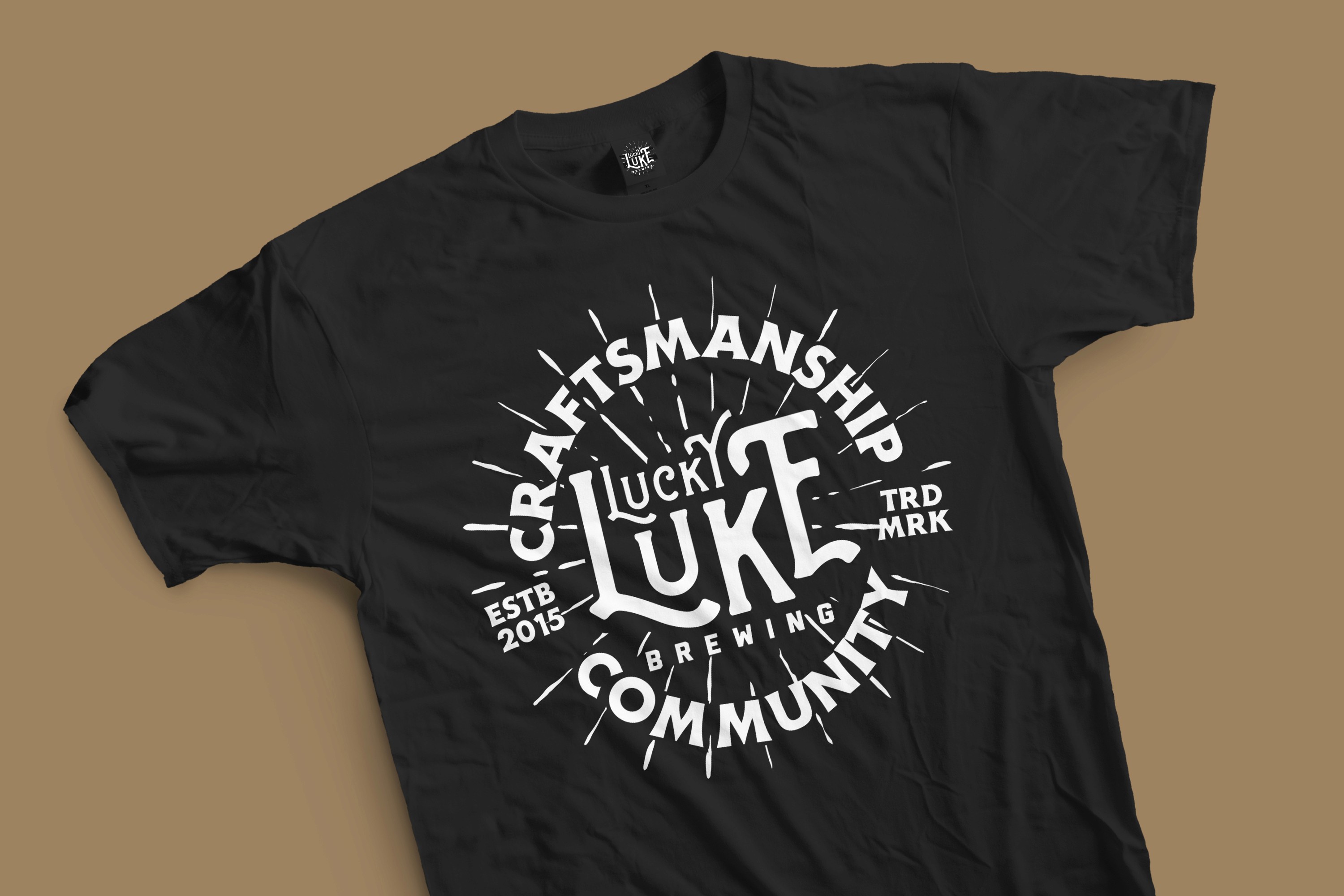 Lucky Luke Brewing black t-shirt with craftsmanship slogan