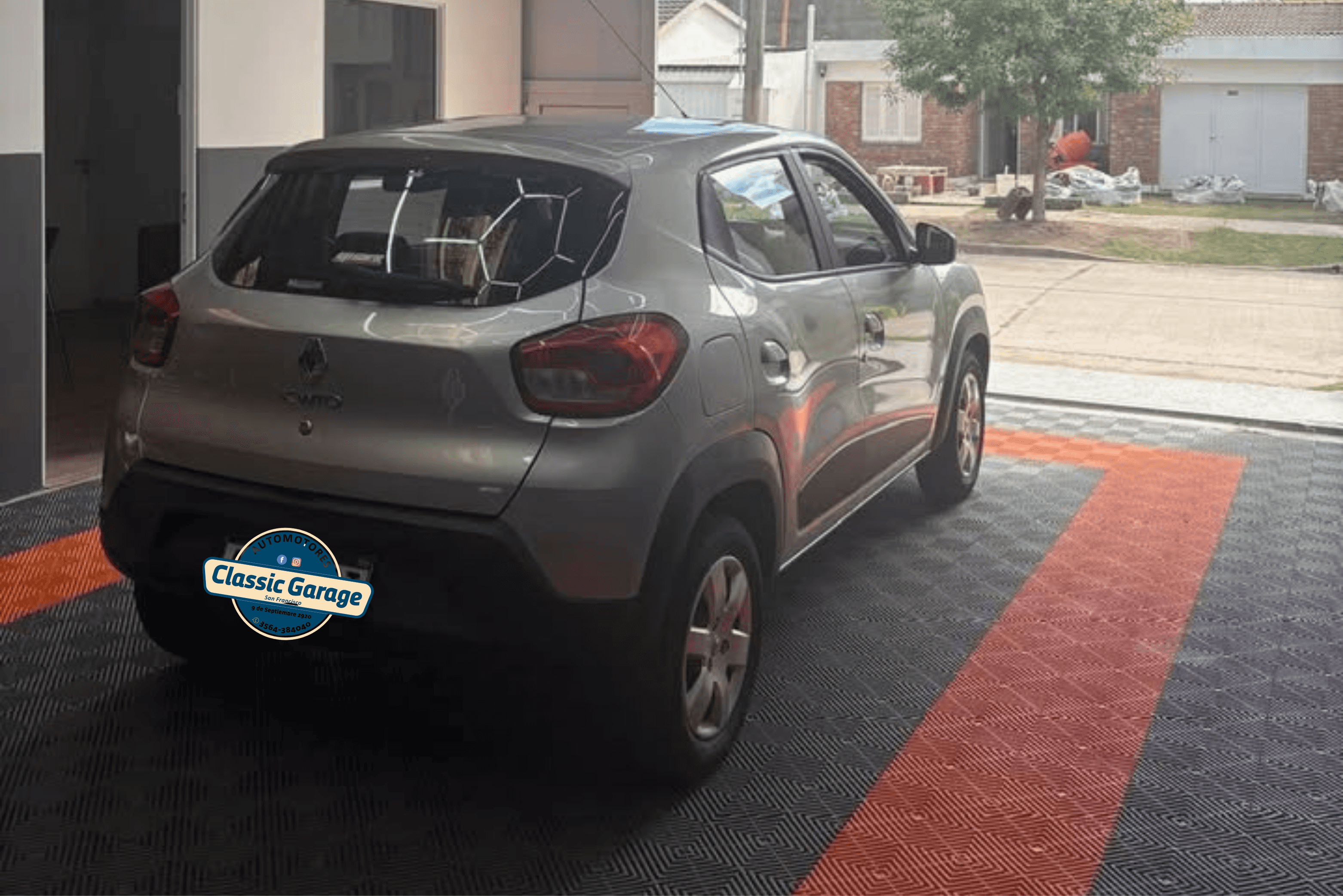 side view of a white car