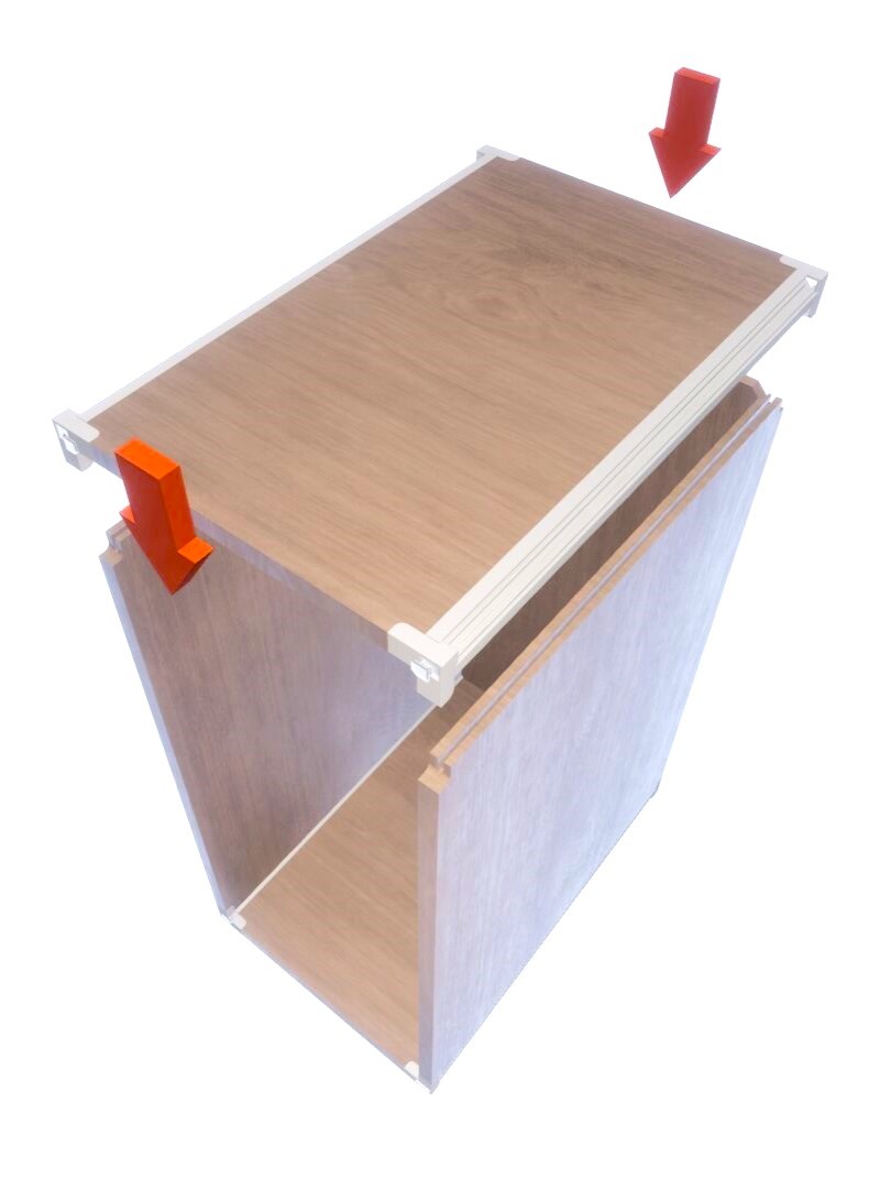 Colorful array of various colored rectangular shelf supports, including red, orange, and blue.