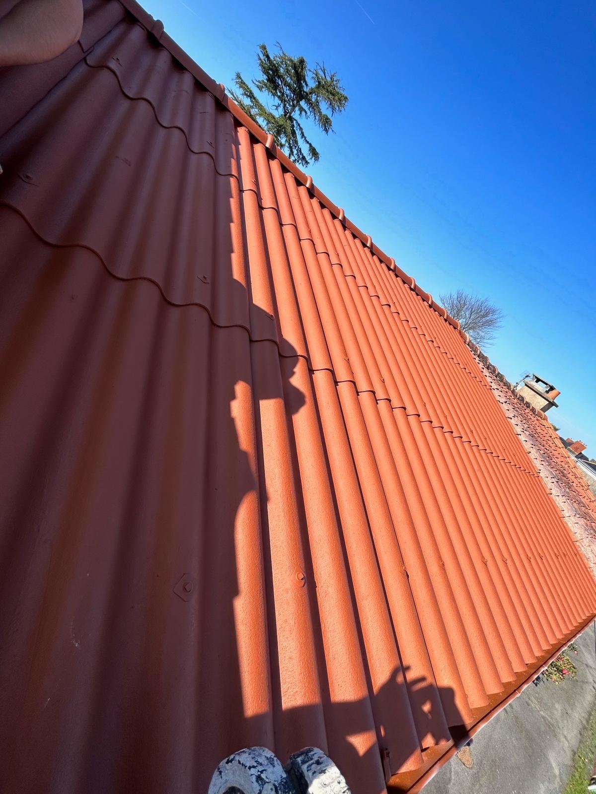 Toiture de pavillon nantais endommagée par la chute d'une branche après une tempête