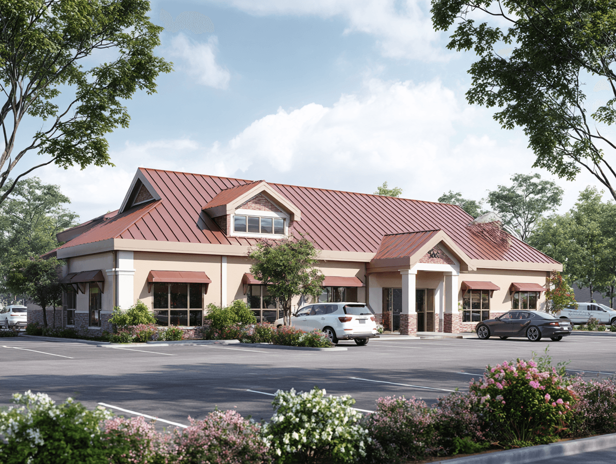 Exterior view of a single MedSpa location with a commercial-style building and parking lot, representing how ClinicROI helps track ad ROI, visits, and revenue for each individual location.