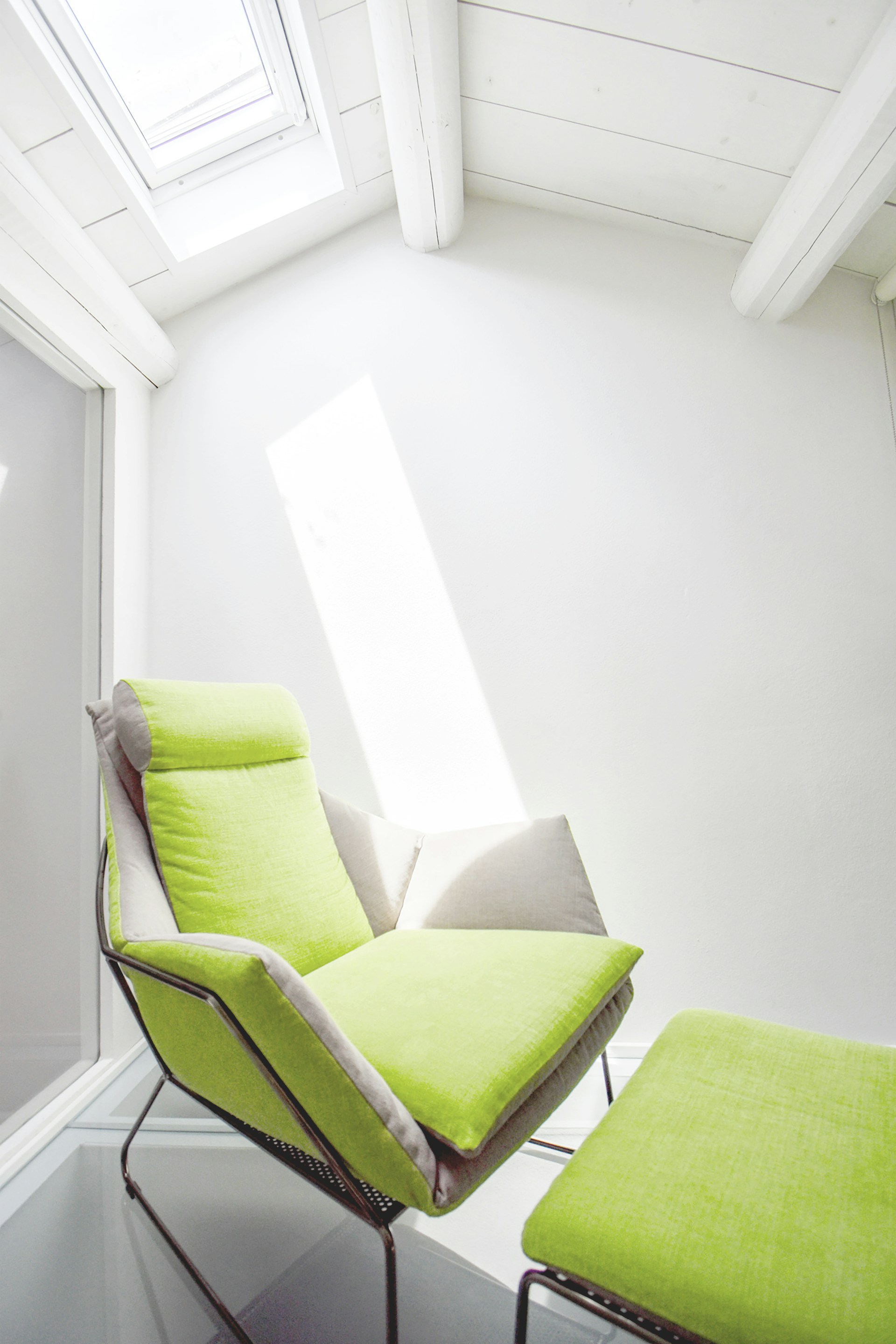 a green sofa