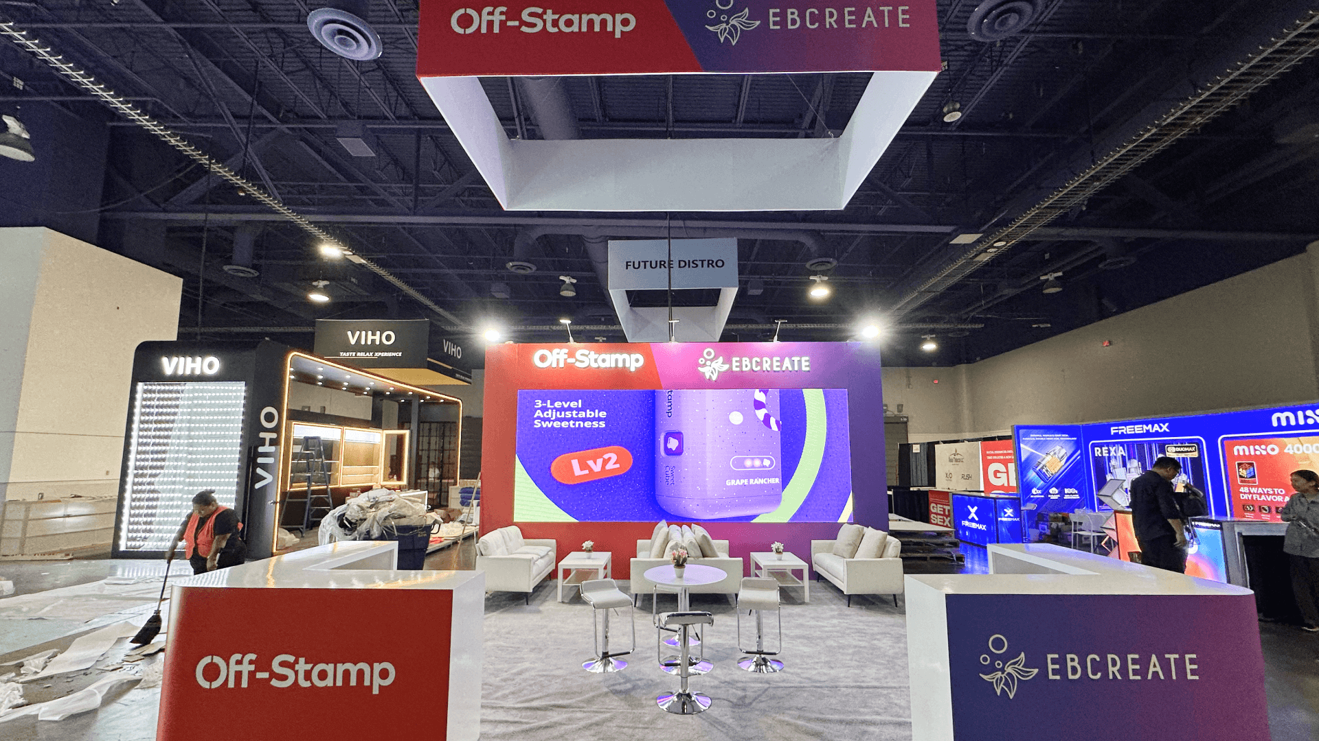 CHAMPS product display wall with retail counter browsing area