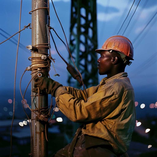 african man fixing electricity grid equipment