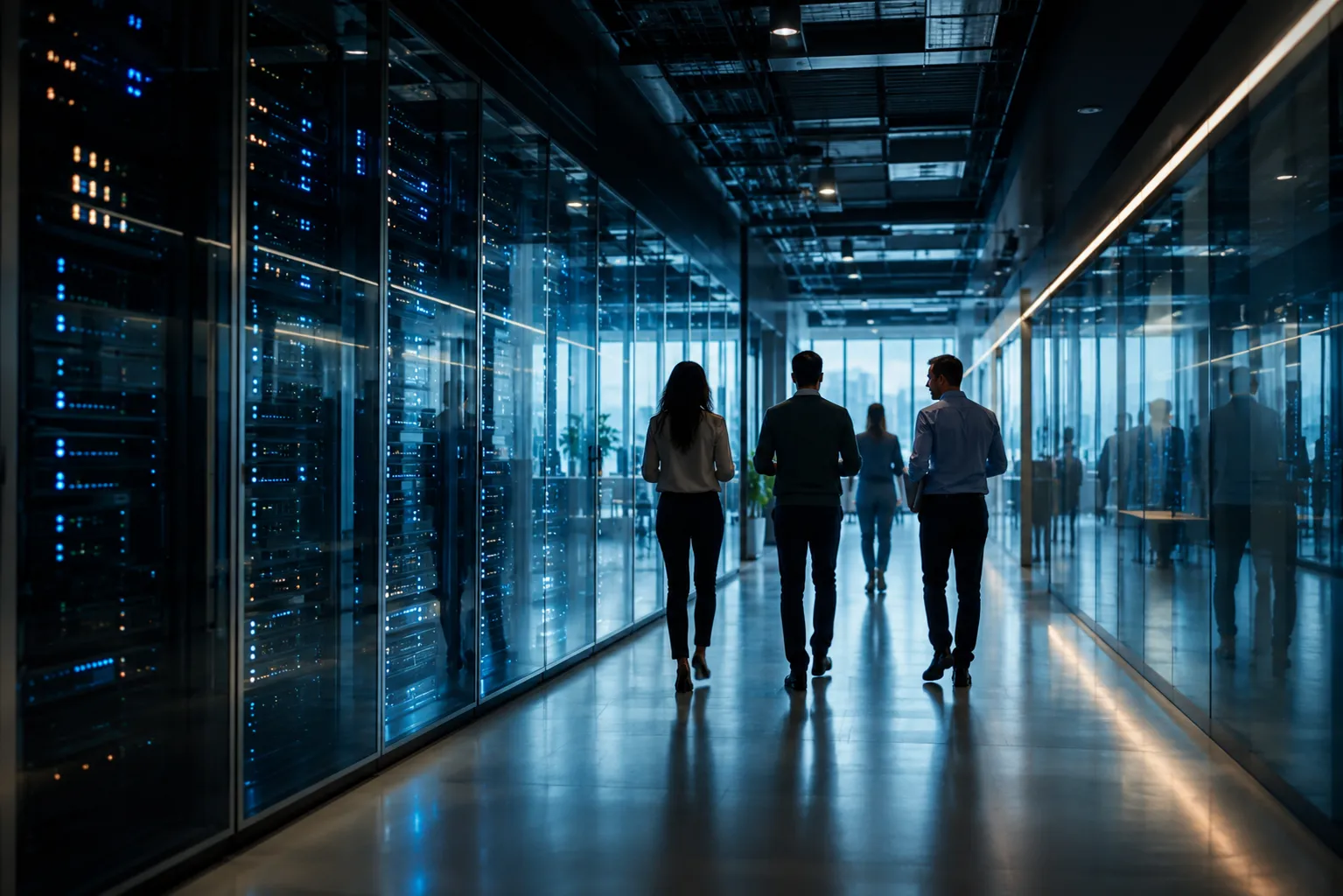 people-walking-through-data-center-corridor