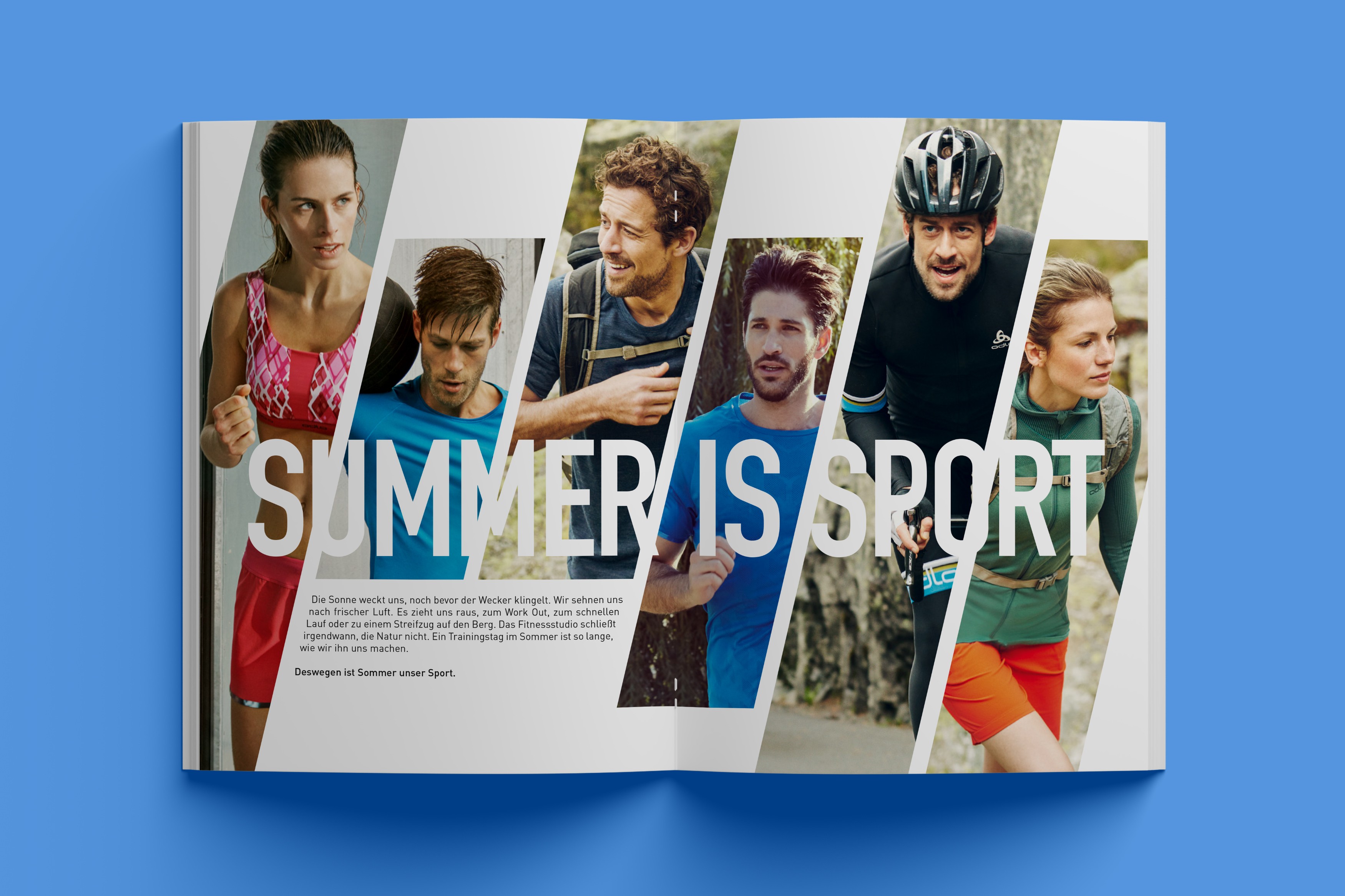 Consumer Catalogue für Odlo – Editorial Design mit moderner, sportlicher Bildsprache und klarer typografischer Struktur