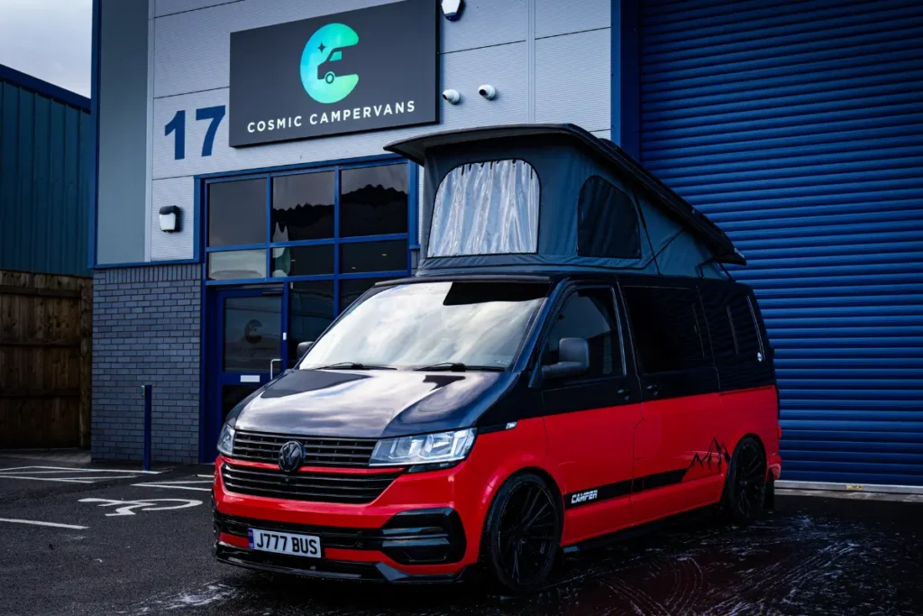 VW Transporter campervan with a pop top roof