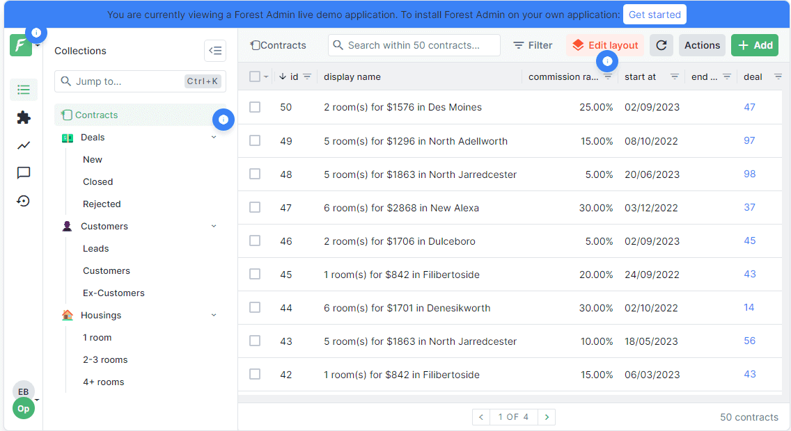 A screenshot of a real estate management admin panel