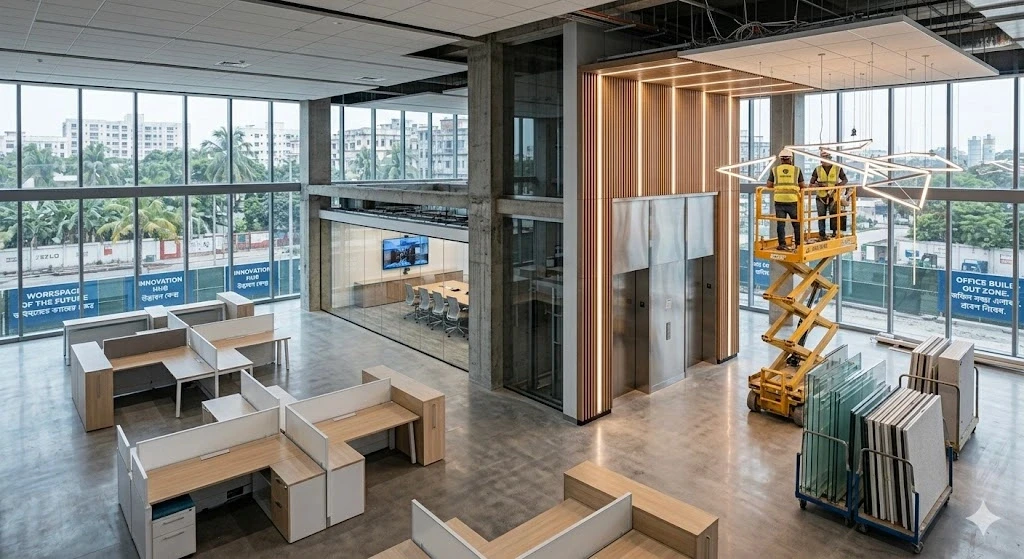 Commercial office build-out construction in a Fort Lauderdale office building — Planet Construction FL