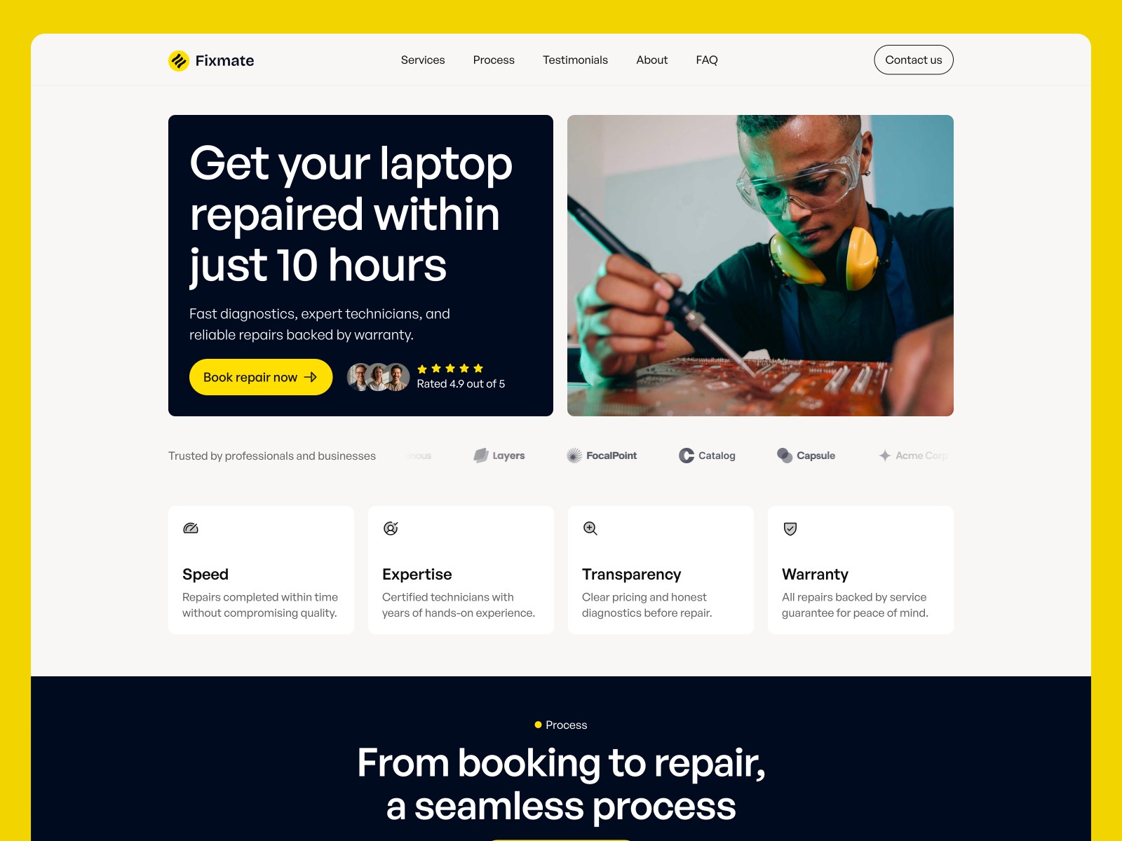 Fixmate — 极简现代落地页设计案例